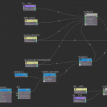 Fig. 1.) The cloud shader, multiplying a noise pattern against the Density Scale. New nodes are highlighted in blue.